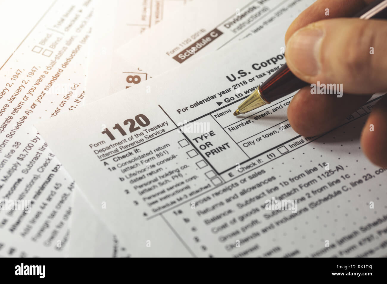 filing corporation income tax return form 1120 Stock Photo