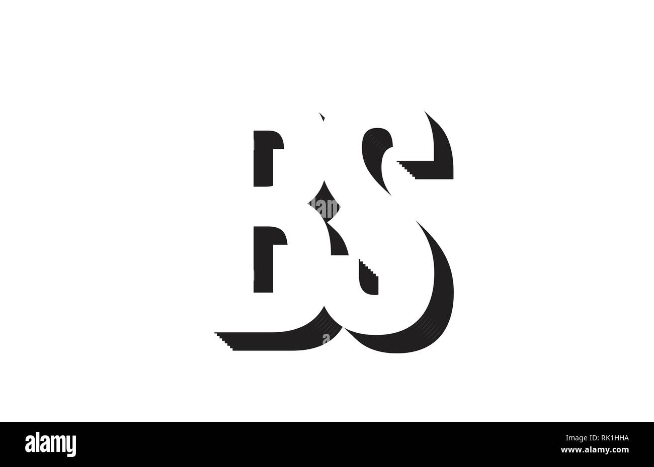 Black and white bs b s alphabet letter combination suitable as a logo ...
