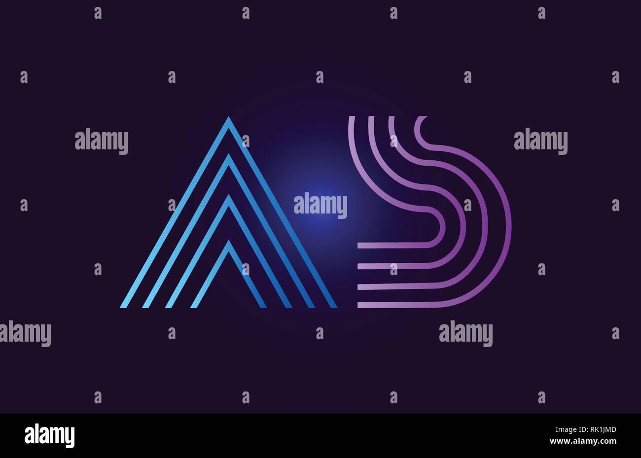 as a s line blue pink design of alphabet letter combination with ...