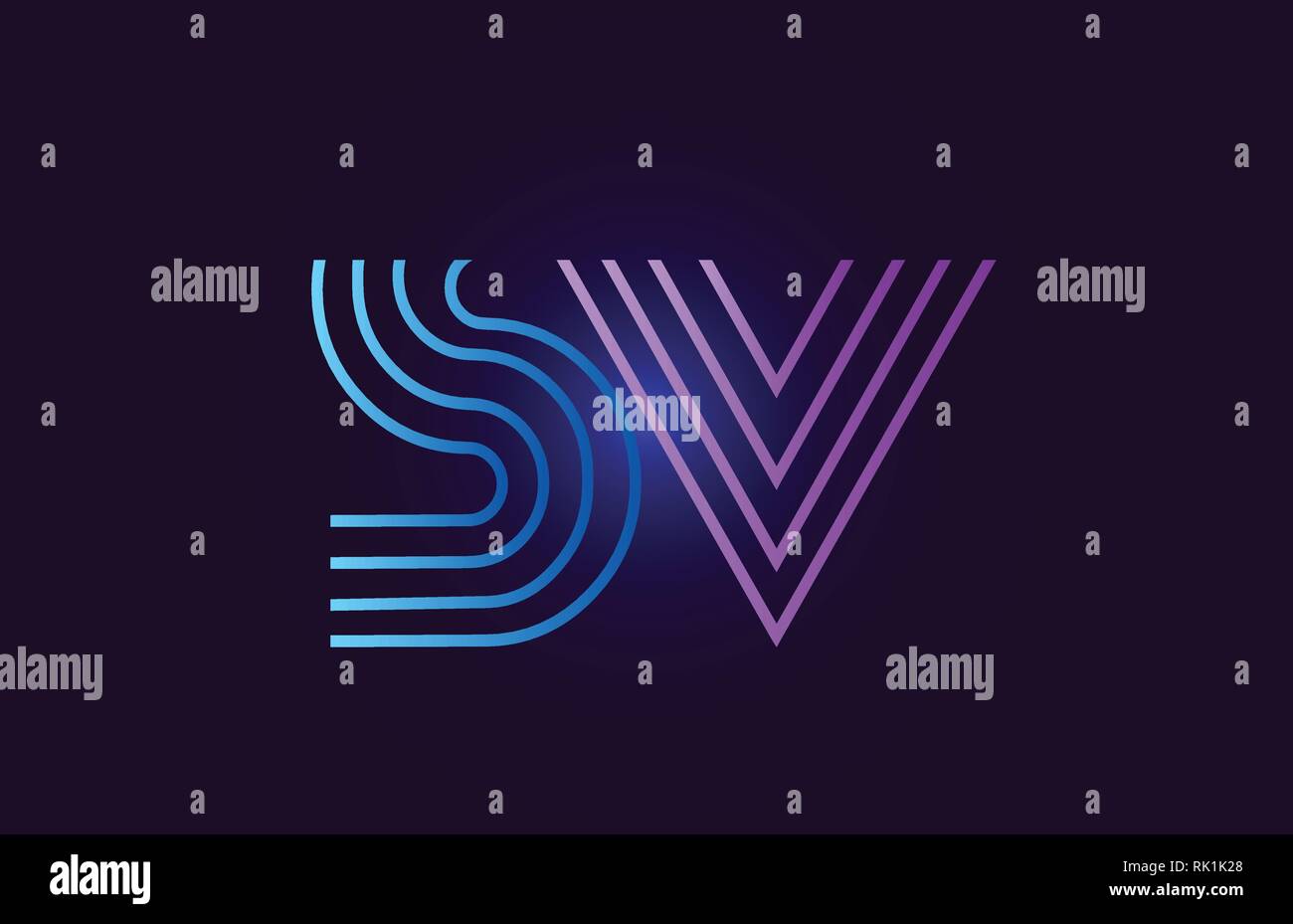 sv s v line blue pink design of alphabet letter combination with ...