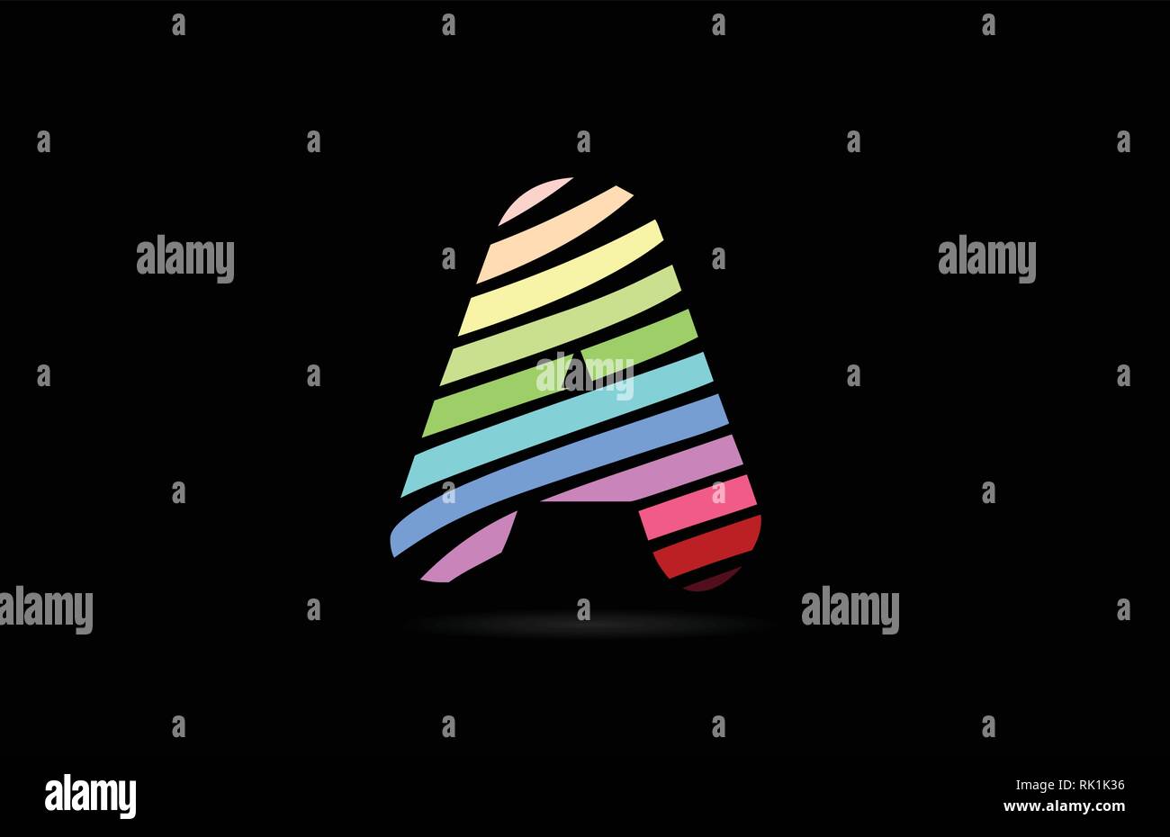 rainbow color design of alphabet letter a with lines stripe as a logo ...