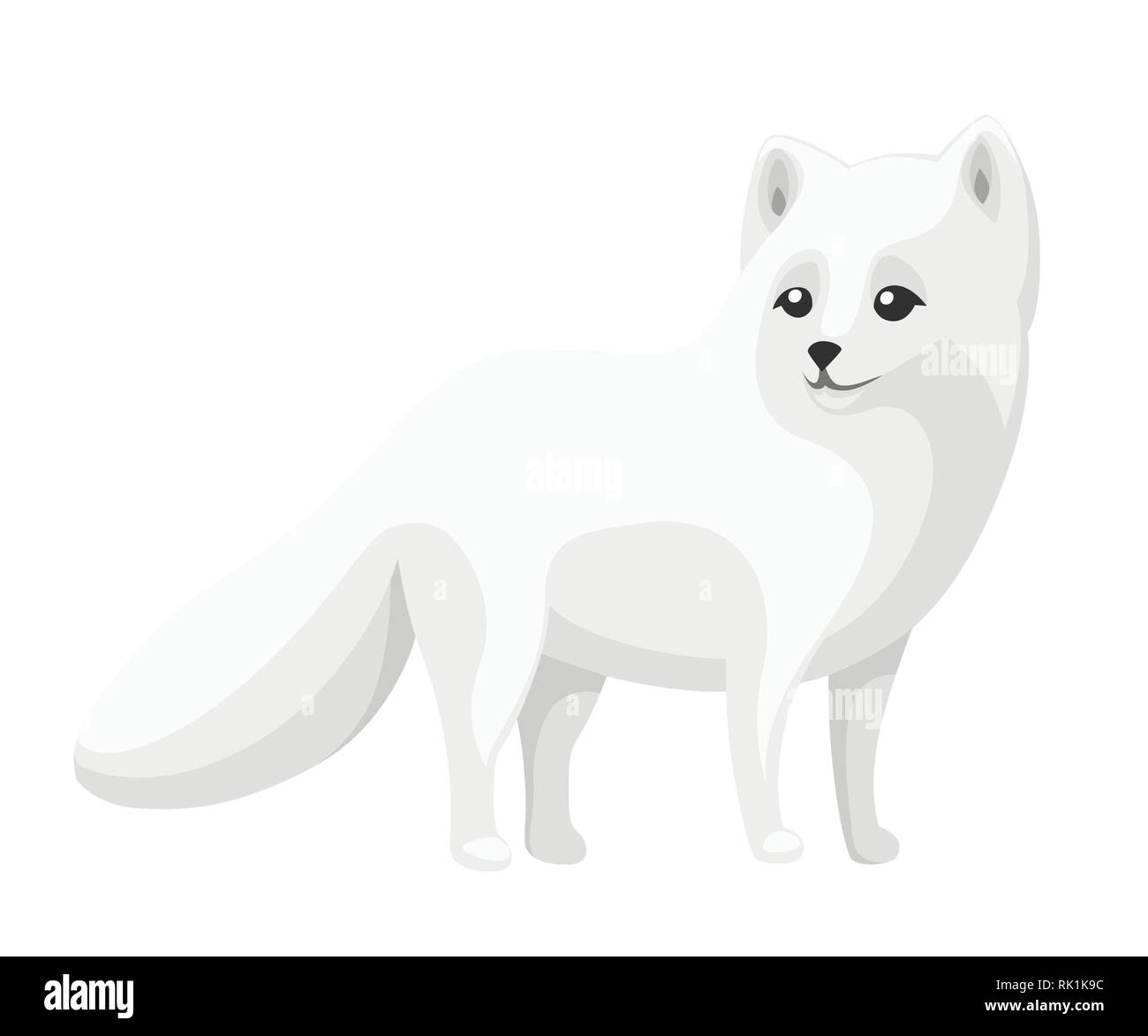 Cute Arctic Fox. Cartoon animal flat design. Vector illustration isolated  on white background. Polar white fox Stock Vector Image & Art - Alamy