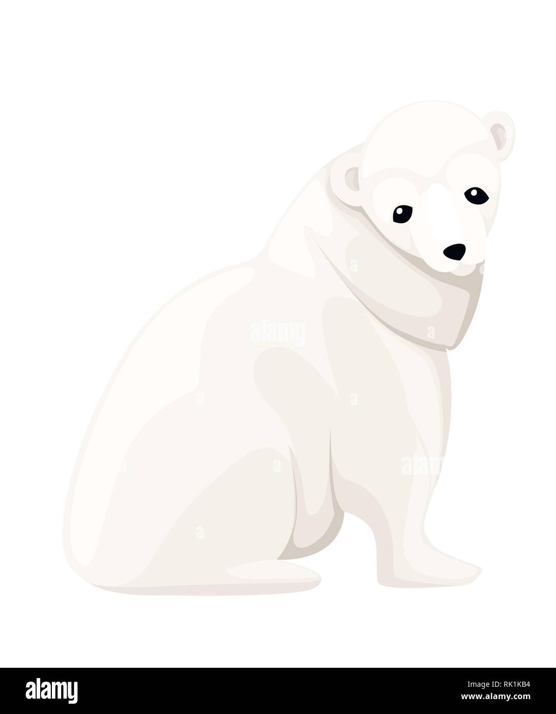 White Polar Bear. Arctic animal, cartoon flat design. Vector illustration isolated on white background. Stock Vector