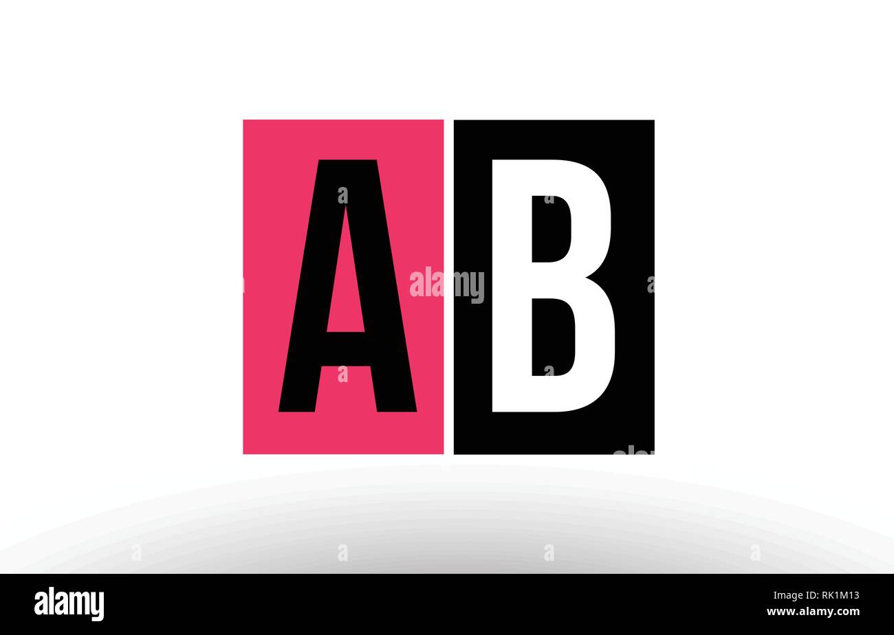 alphabet letter logo combination ab a b design with black pink white ...