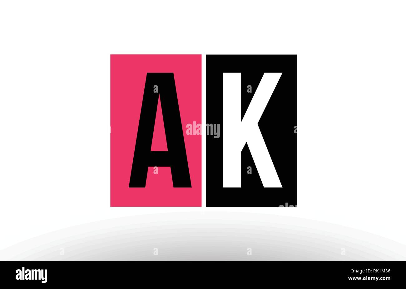 alphabet letter logo combination ak a k design with black pink white ...