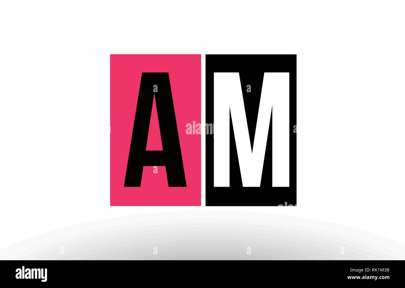 alphabet letter logo combination am a m design with black pink white ...