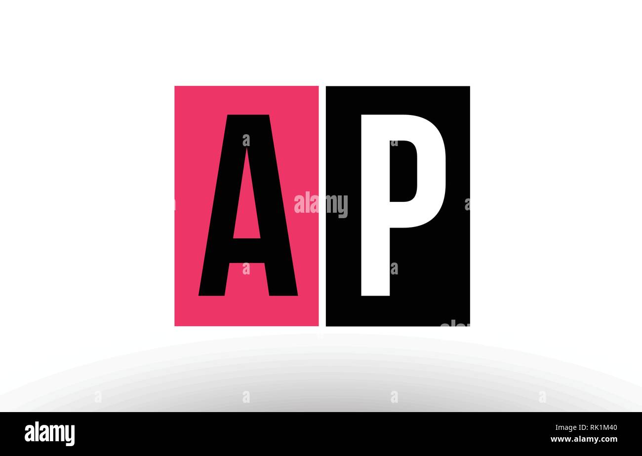 alphabet letter logo combination ap a p design with black pink white ...