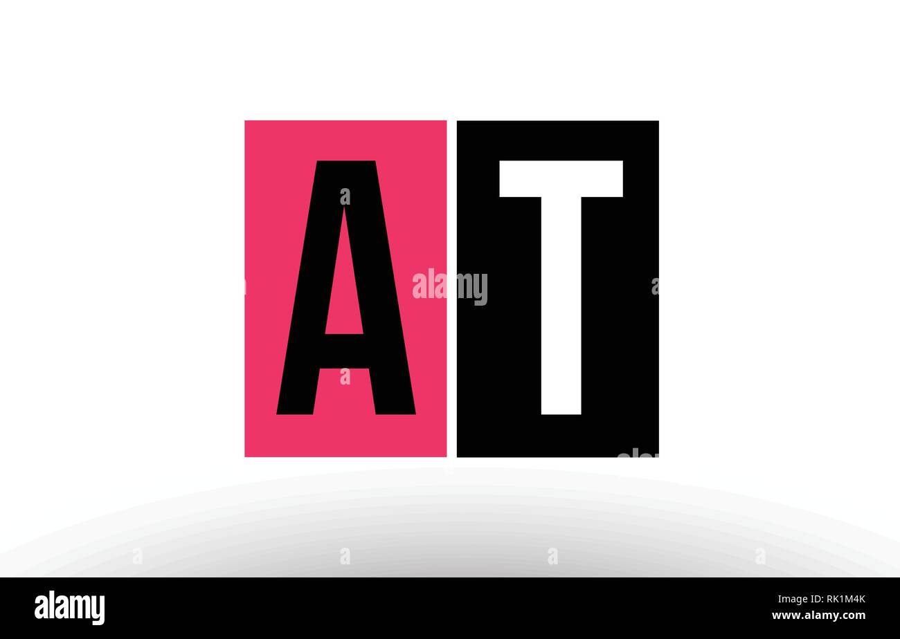 alphabet letter logo combination at a t design with black pink white ...