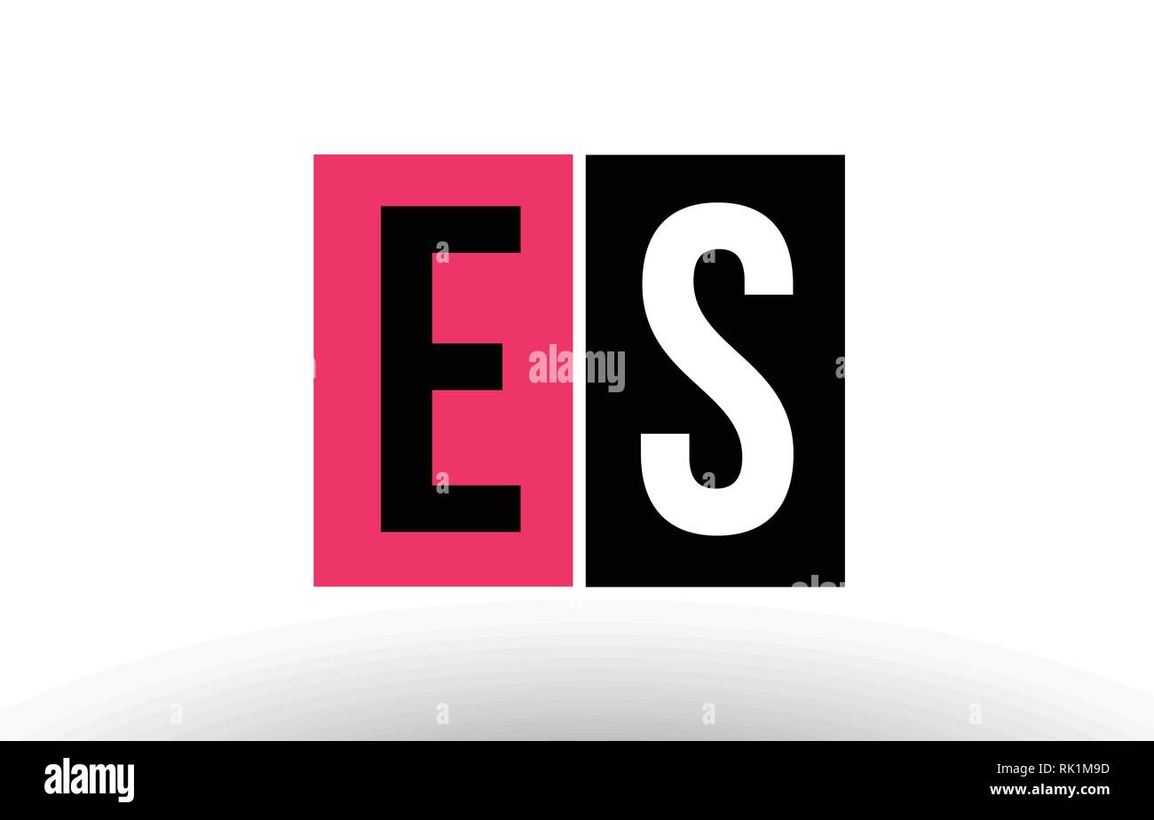 alphabet letter logo combination es e s design with black pink white ...