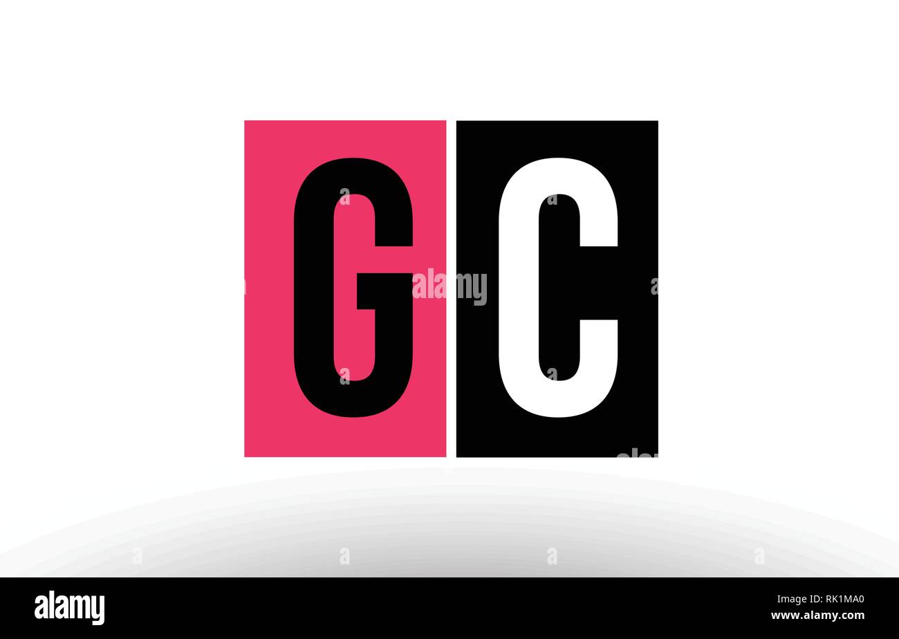 alphabet letter logo combination gc g c design with black pink white ...