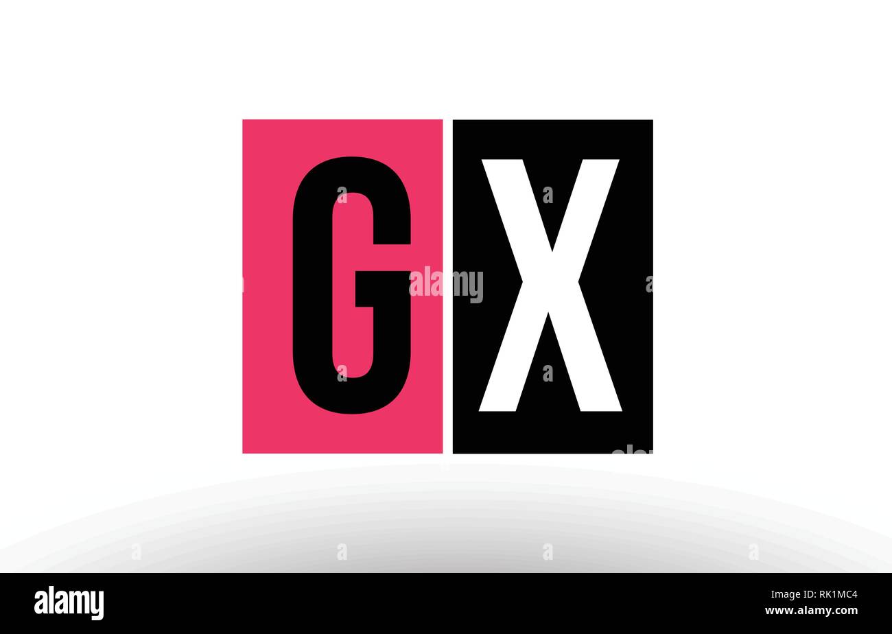 alphabet letter logo combination gx g x design with black pink white ...