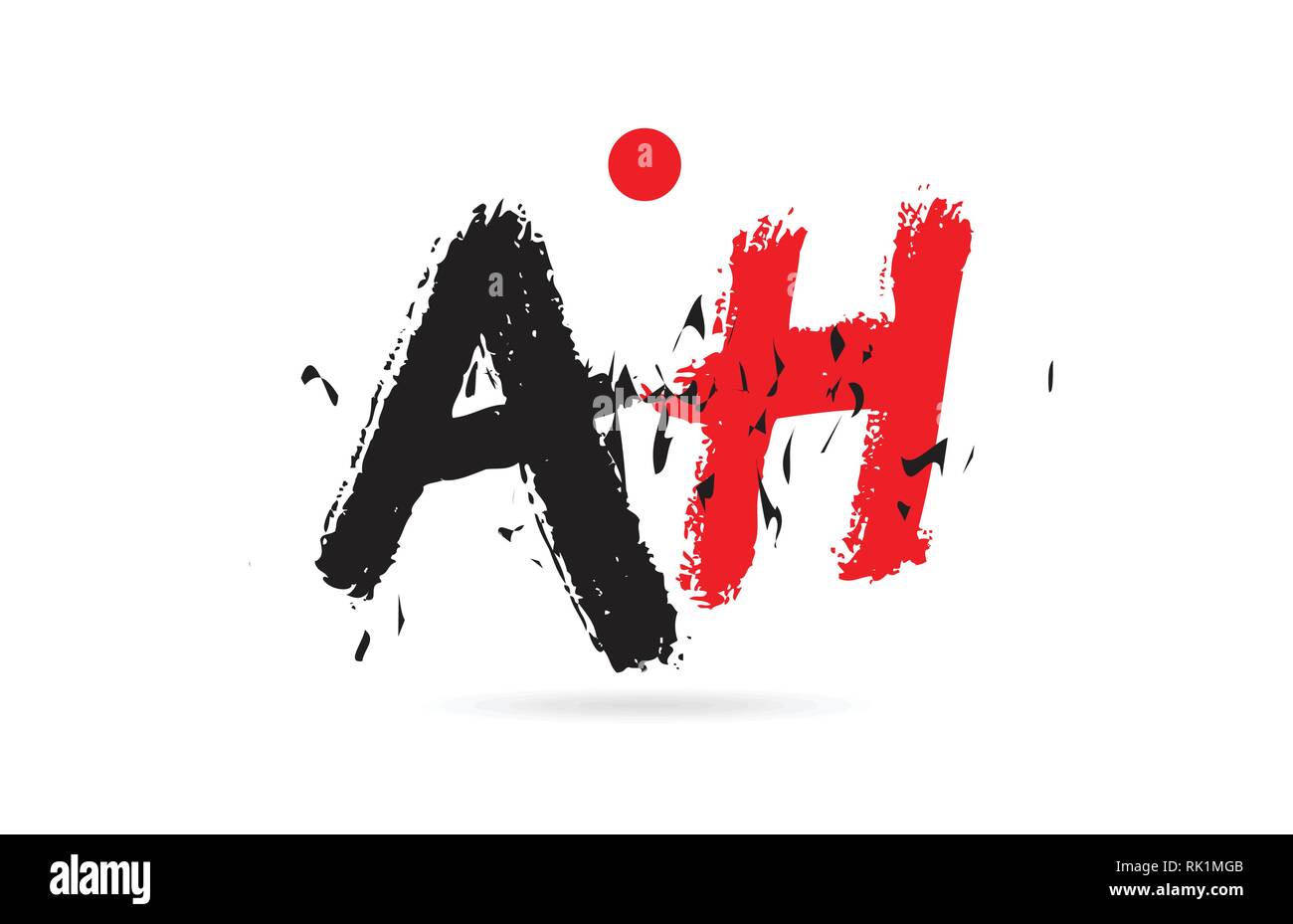 Design of alphabet letter combination AH A H with grunge texture and black red color suitable as a logo for a company or business Stock Vector