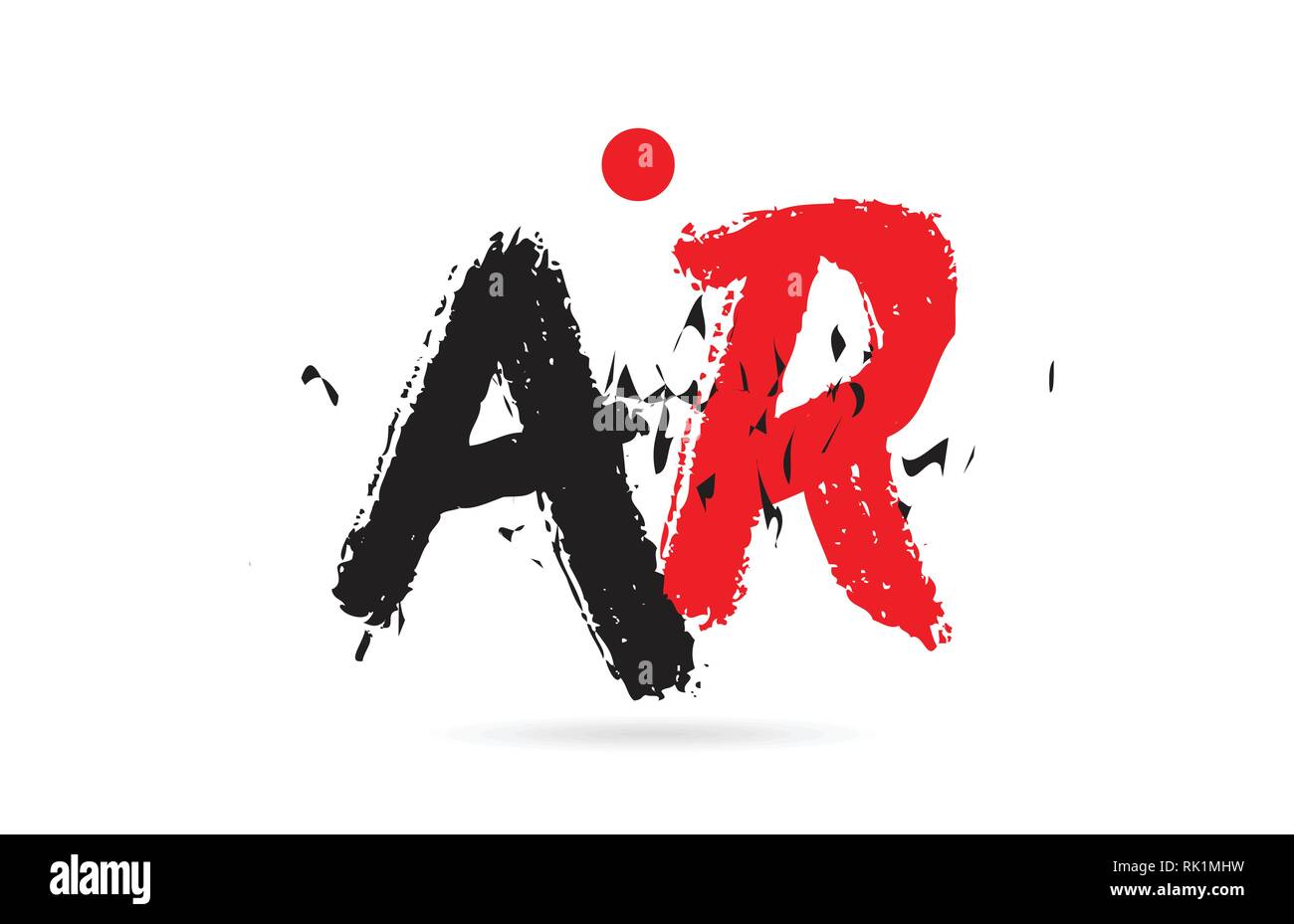 Design of alphabet letter combination AR A R with grunge texture and black red color suitable as a logo for a company or business Stock Vector