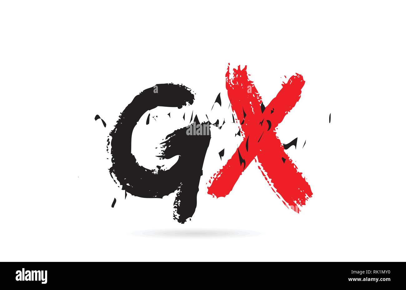 Design of alphabet letter combination GX G X with grunge texture and ...