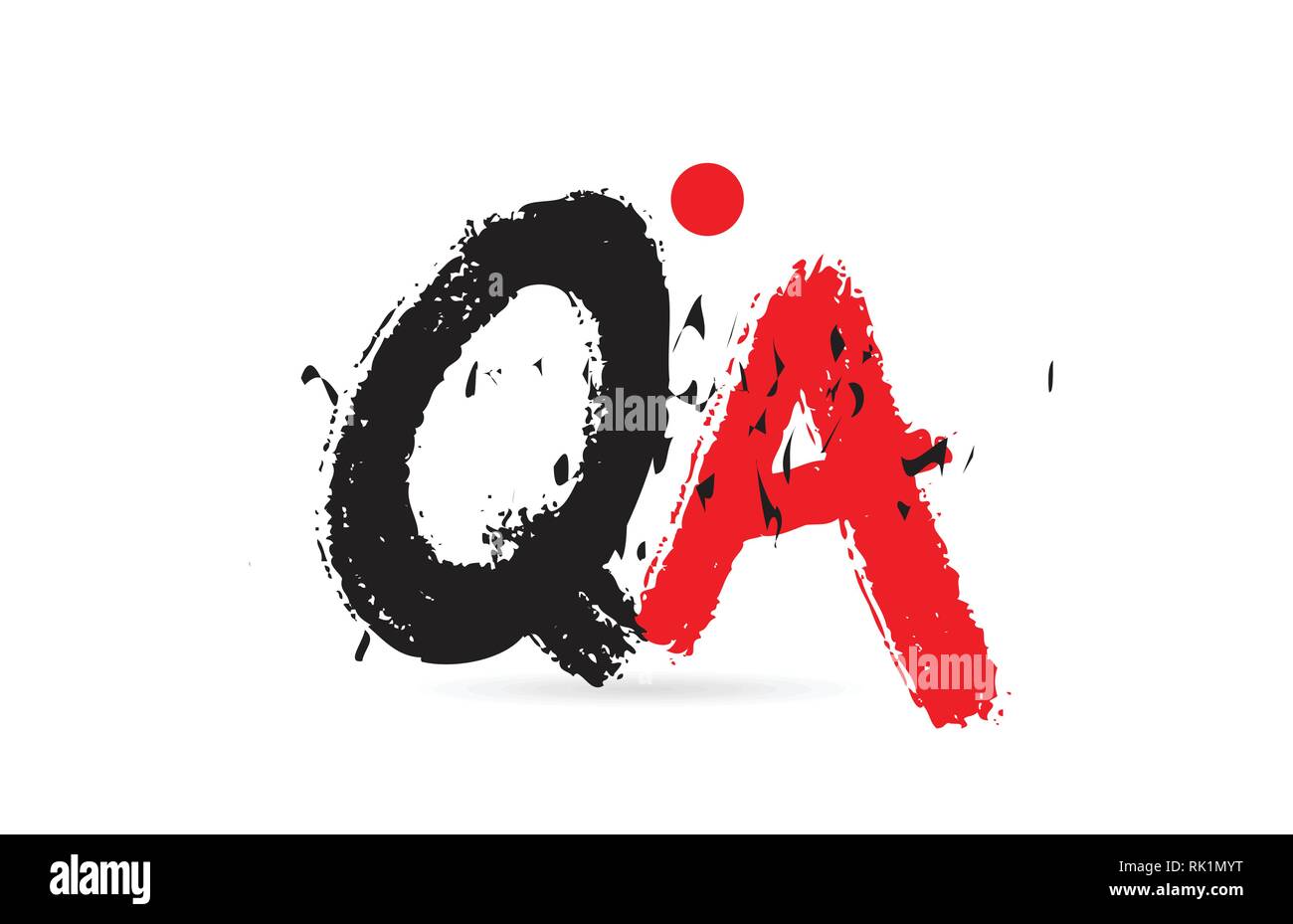 Design of alphabet letter combination QA Q A with grunge texture and ...