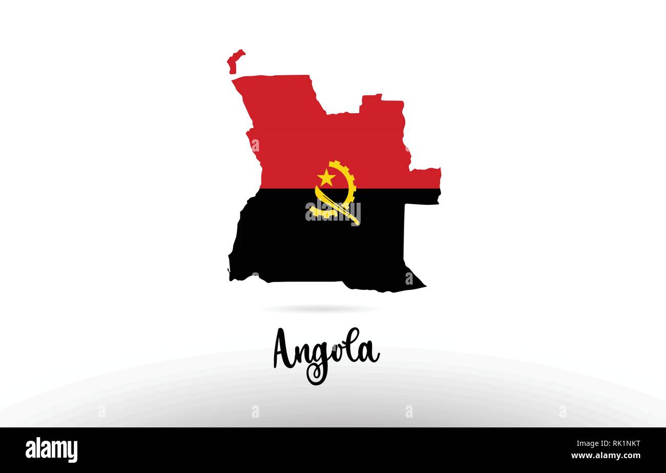 Angola country flag inside country border map design suitable for a logo icon design Stock Vector