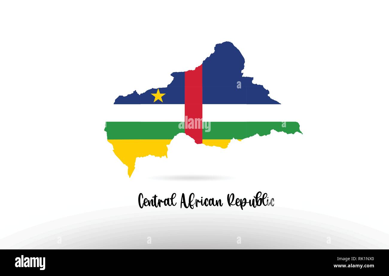 Central African Republic country flag inside country border map design ...
