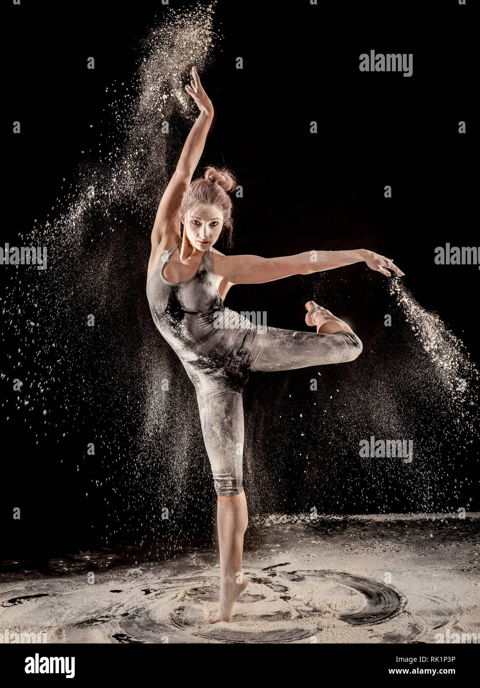 For det andet Alligevel i aften Flour dance with a ballerina Stock Photo - Alamy