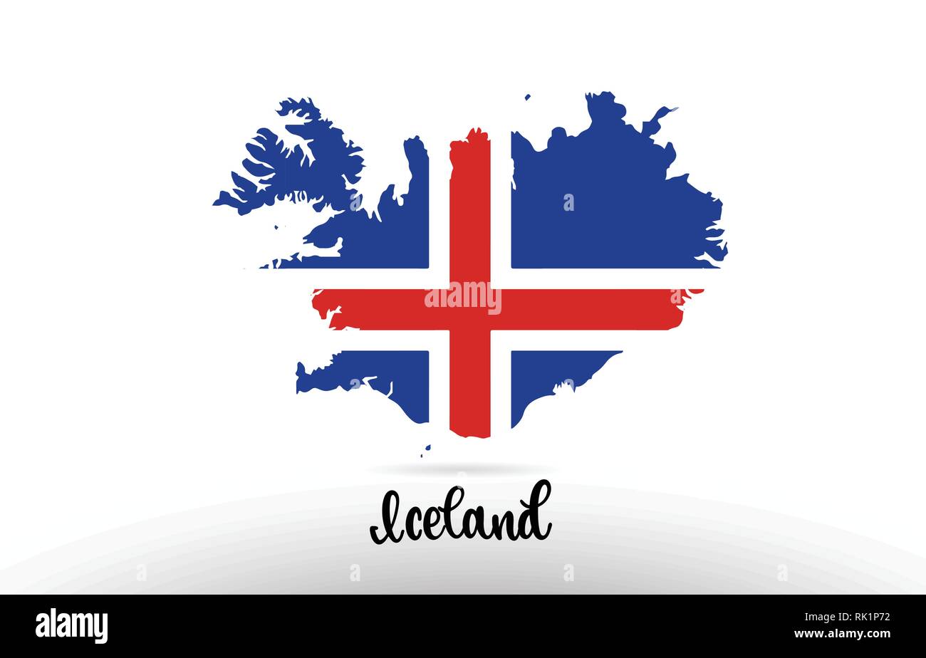 Iceland country flag inside country border map design suitable for a logo icon design Stock Vector