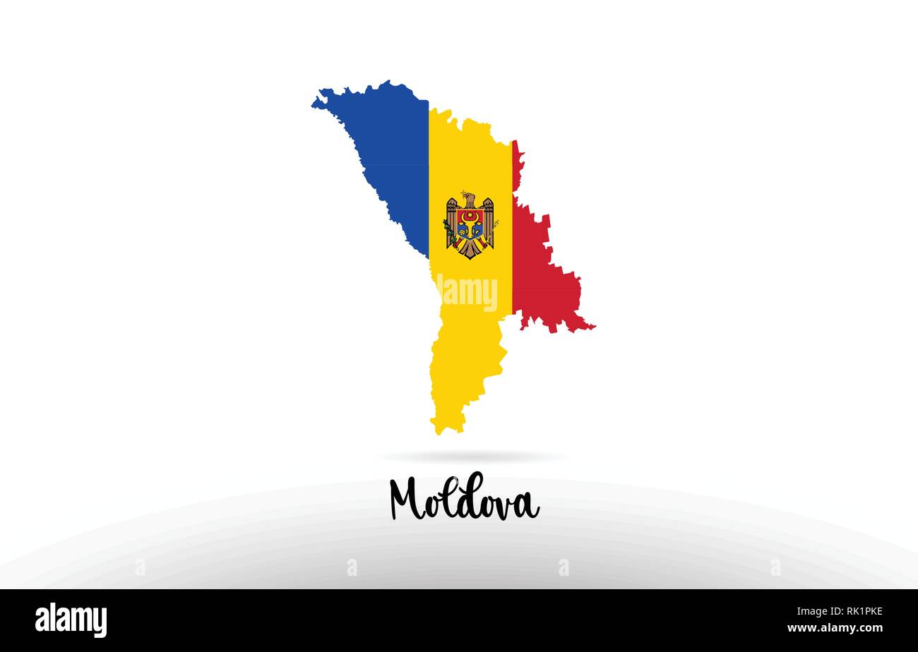 Moldova country flag inside country border map design suitable for a logo icon design Stock Vector