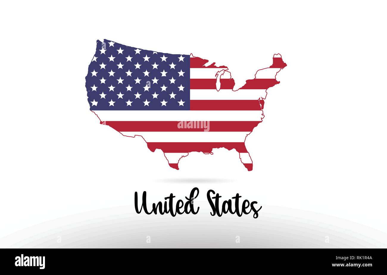 United States America USA country flag inside country border map design suitable for a logo icon design Stock Vector