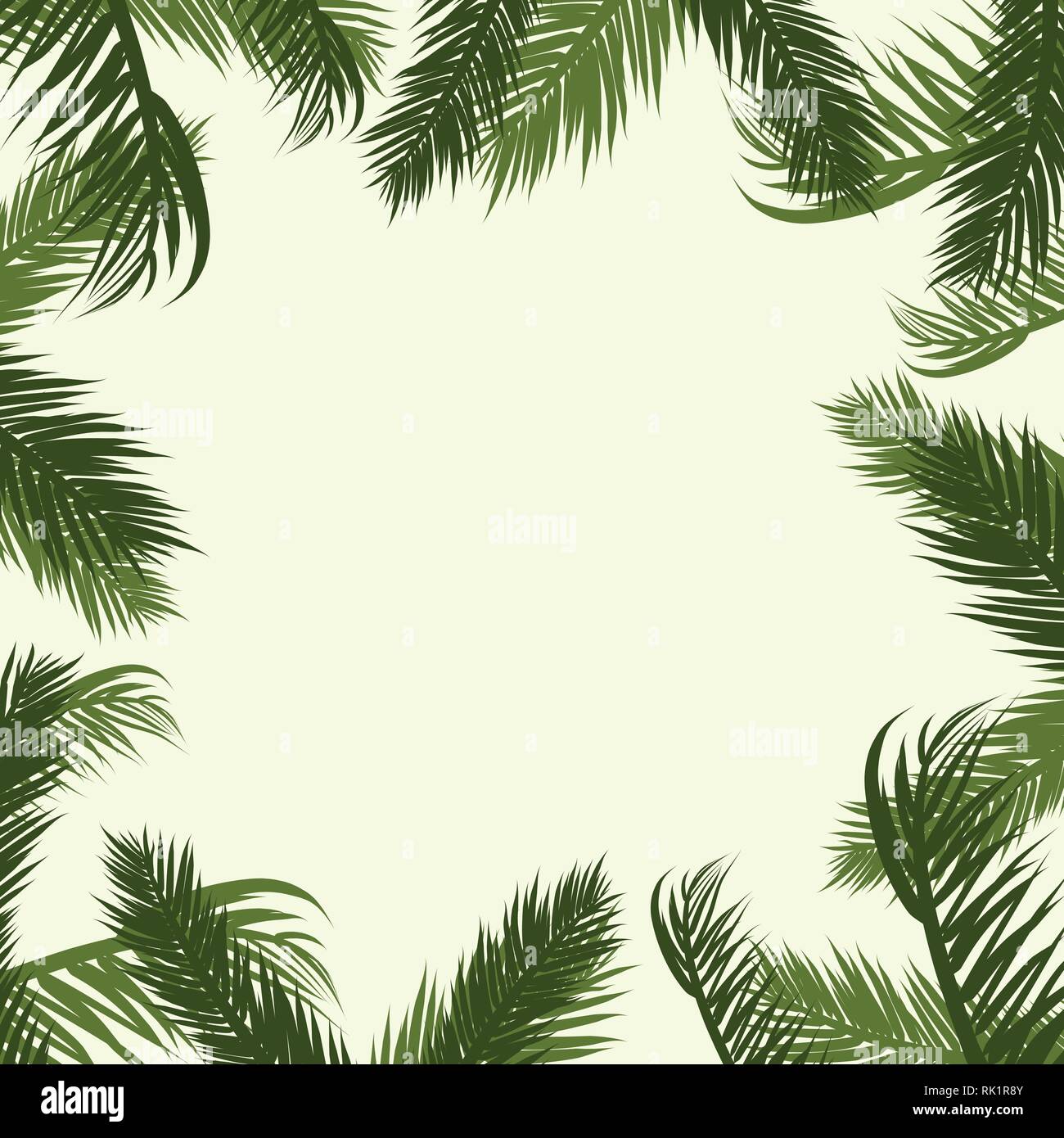 Summer tropical background with exotic palm leaves. Summer. Vector ...
