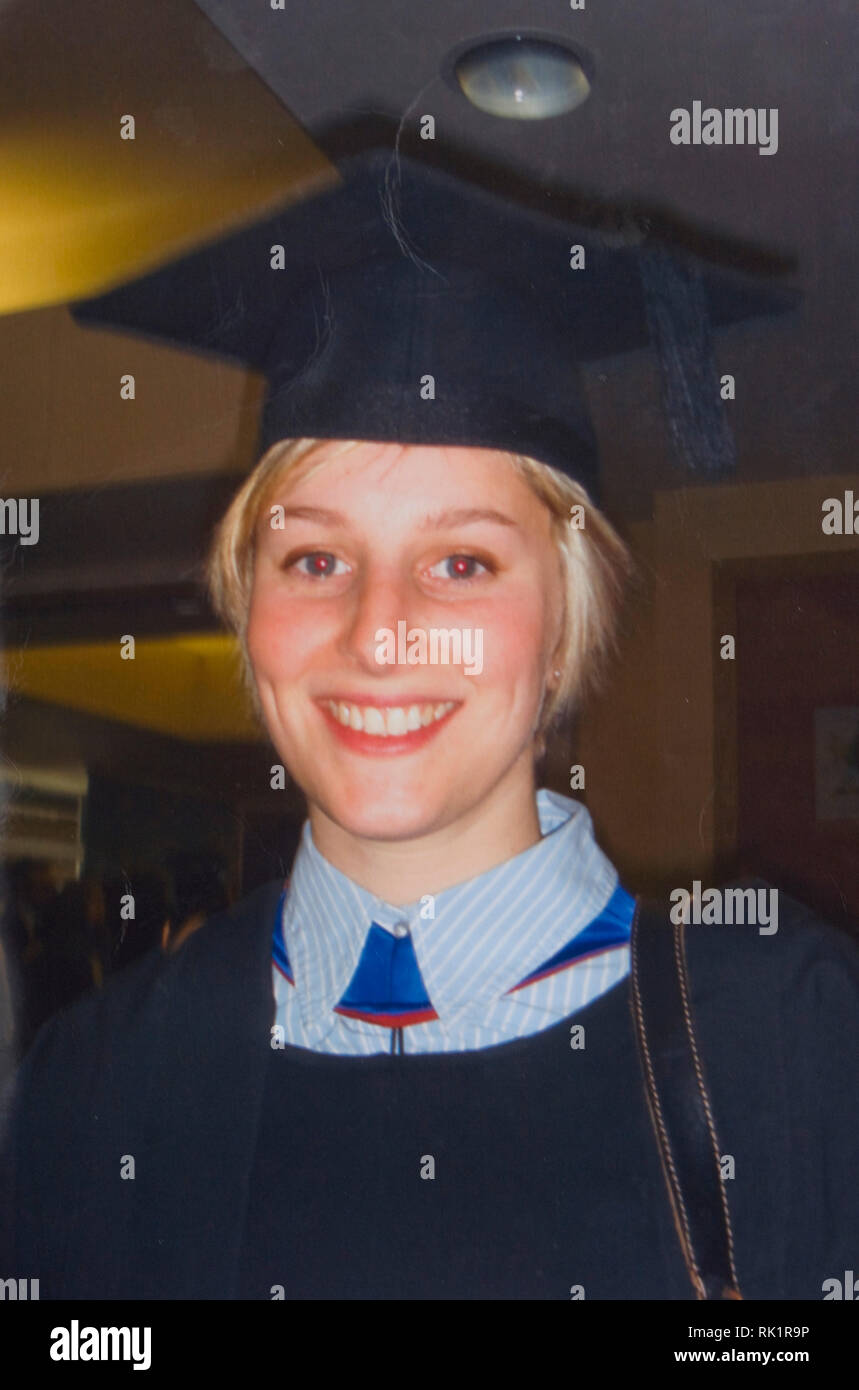 Joanna Yeates murder in Clifton, Bristol, UK in 2010.   The site where the body was found, with a photograph left with flowers and an inscription on Stock Photo