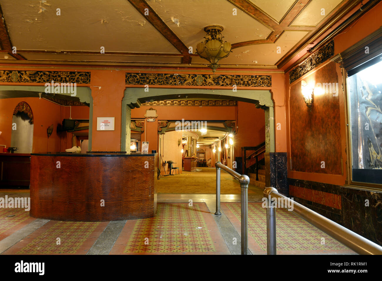 Lobby Entrance and Counter In the Paramount Theater at 1676 Main Street, Springfield, MA Stock Photo