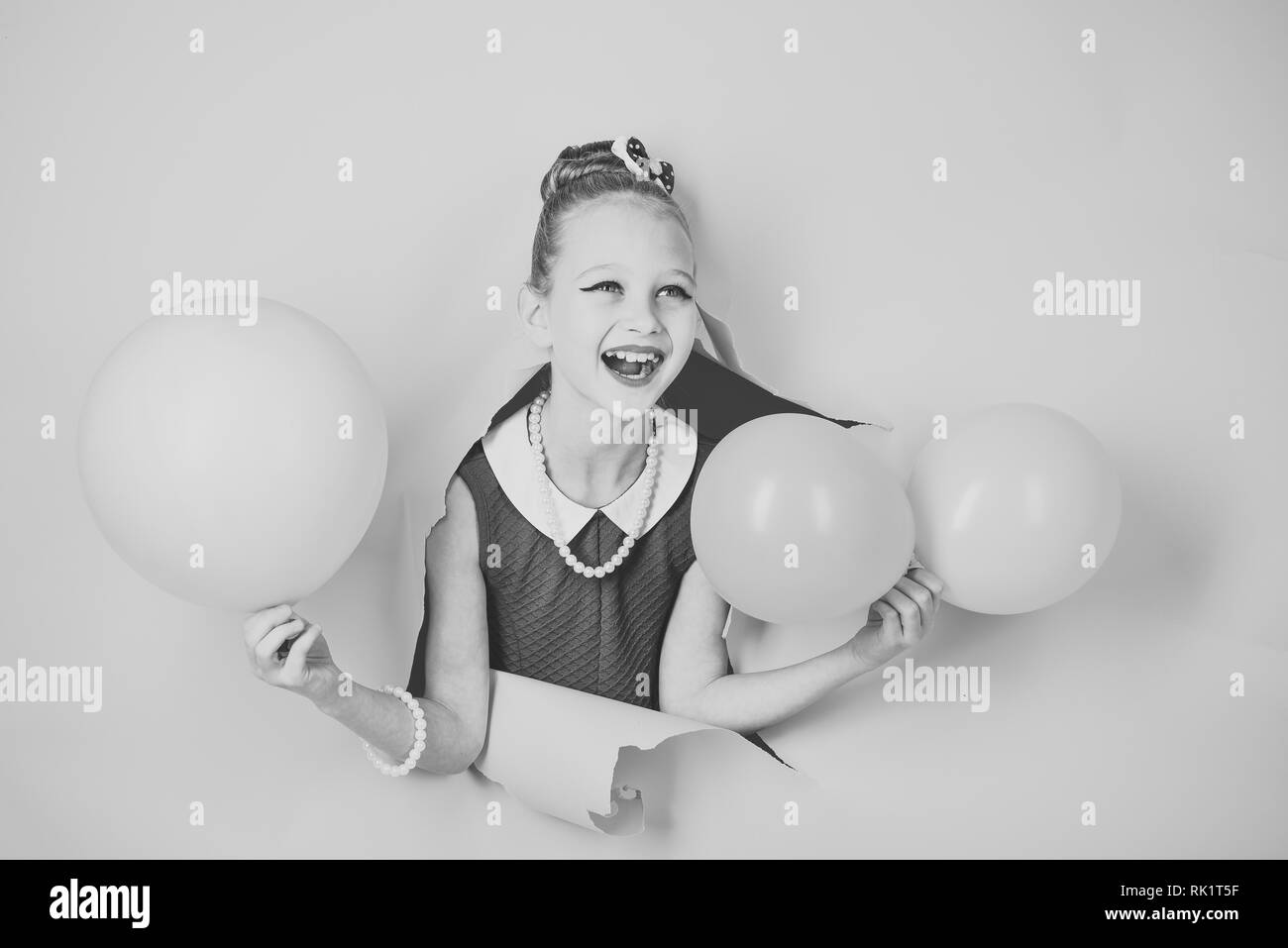 Birthday Happiness Childhood Look Small Girl Child With Party