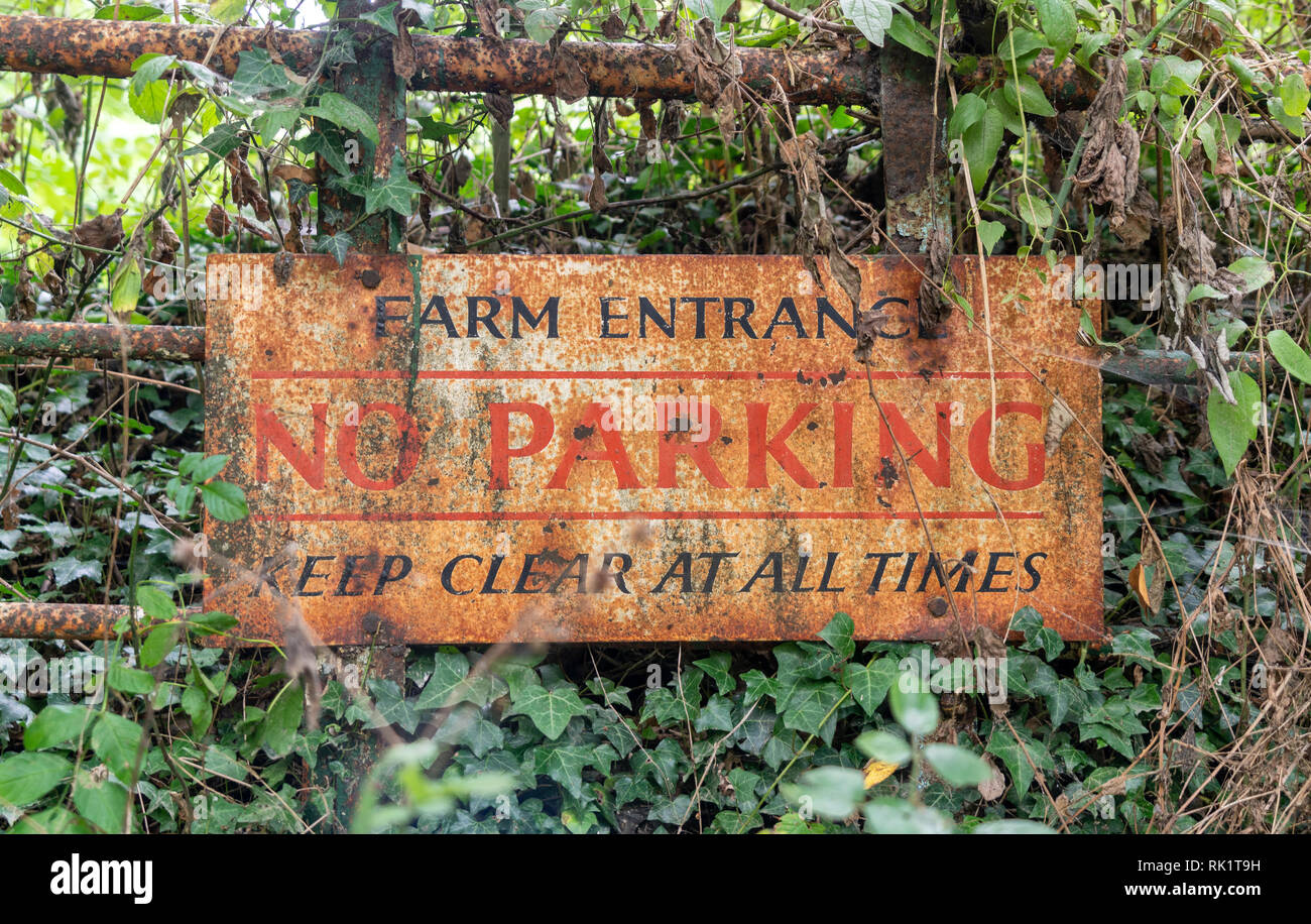 Old No Parking sign Stock Photo