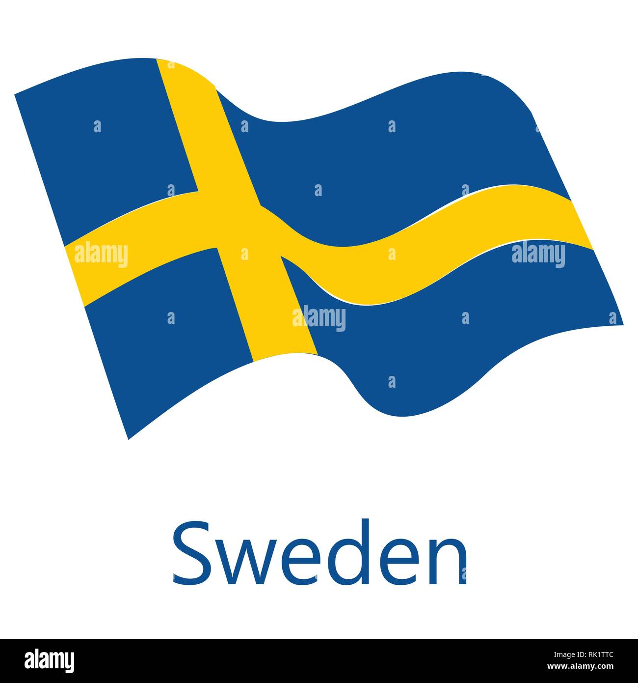 Vector illustration waving flag of Sweden icon. Sweden flag button isolated on white background Stock Vector