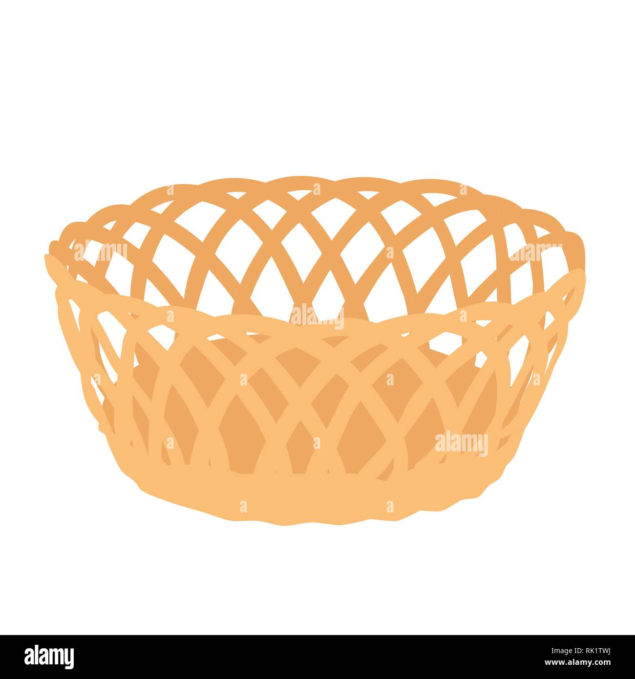 Vector illustration empty wicker basket icon, symbol isolated on white