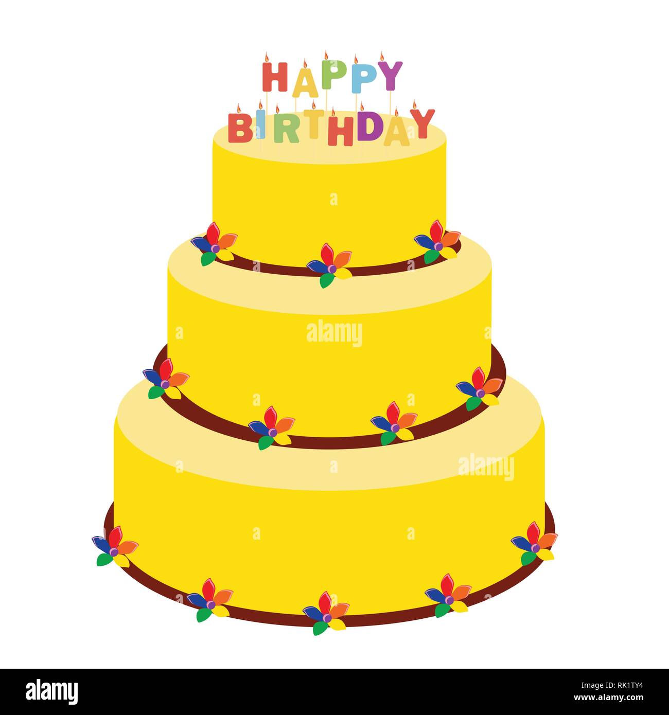 Vector illustration happy birthday greeting car with cake and ...
