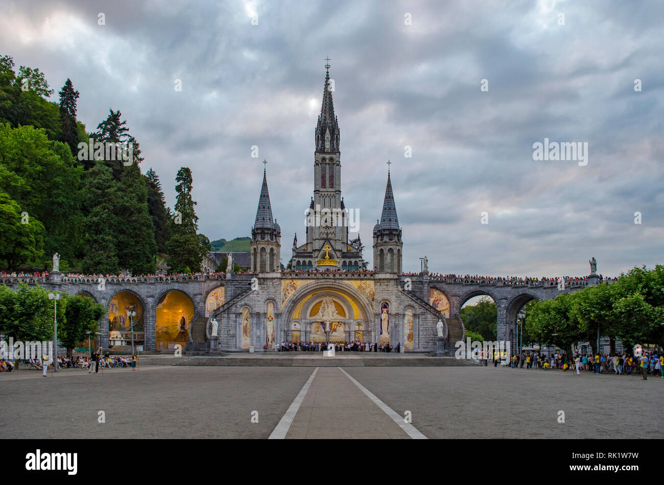 Lourdes, France; August 2013: Pilgrims partaking in La Procession ...