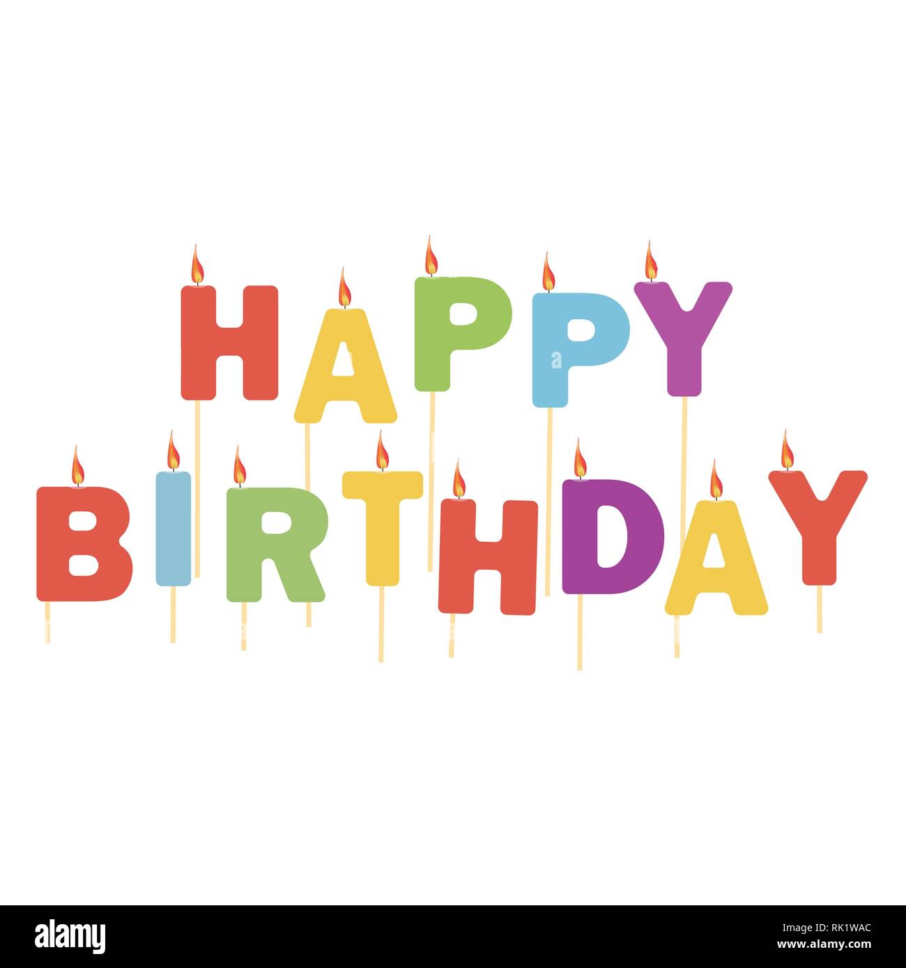 Vector illustration colorful happy birthday candles isolated on white ...