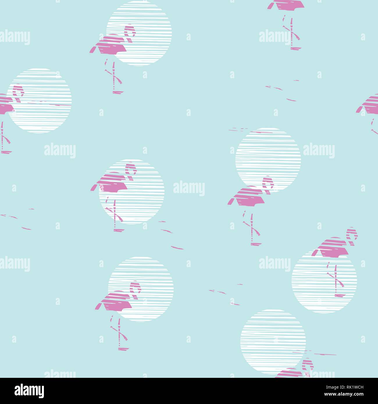 Vector illustration seamless pattern with pink flamingo. Exotic bird ...