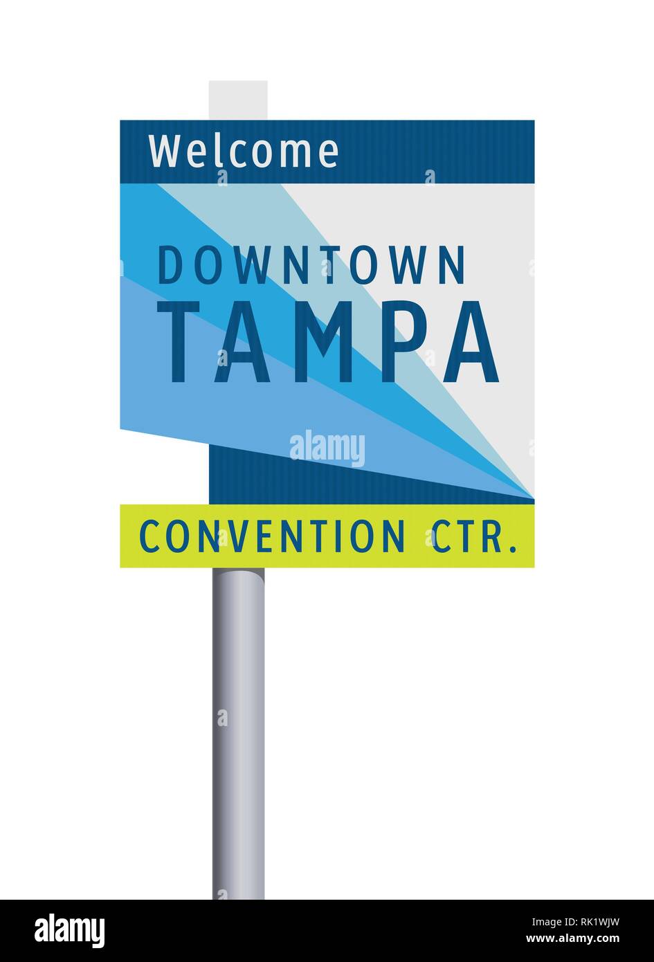 Vector illustration of the Tampa Downtown road sign Stock Vector