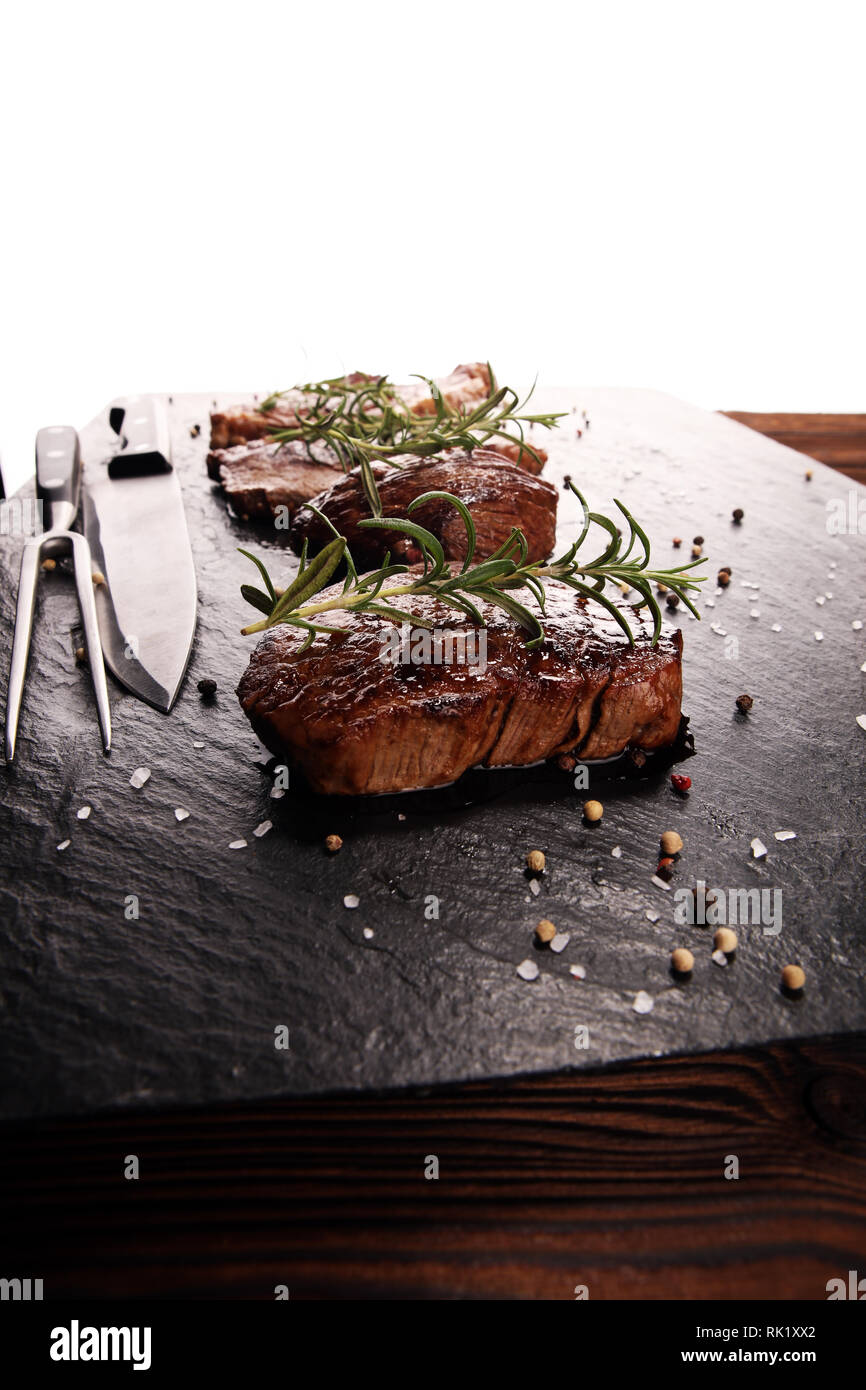 Barbecue Rib Eye Steak. Black Angus Prime meat steaks Machete