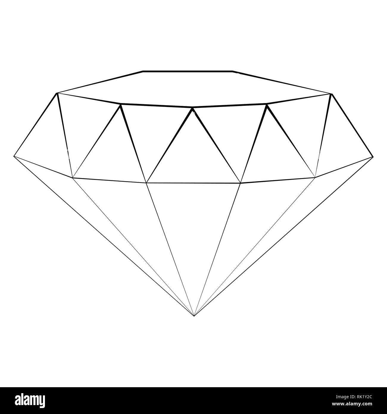 Vector illustration diamond outline icon. Modern minimal flat