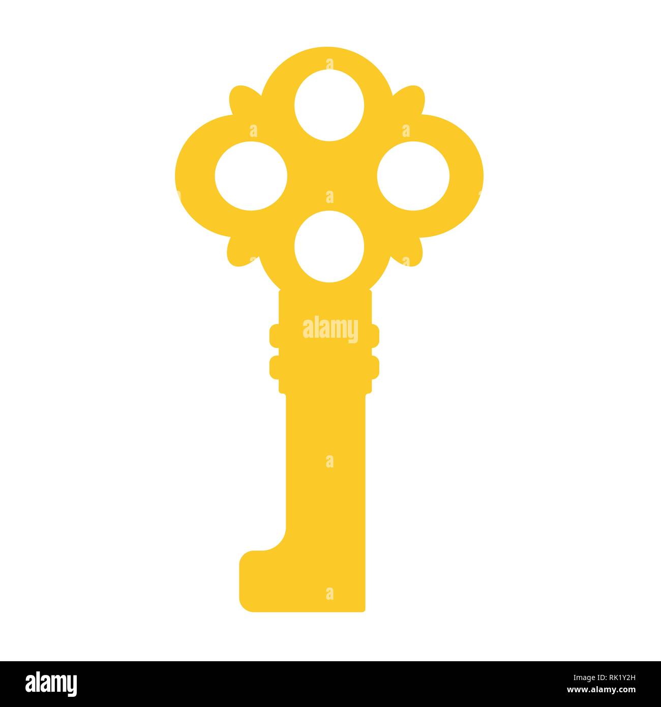 Vector illustration of golden old key silhouette. Vintage key icon ...