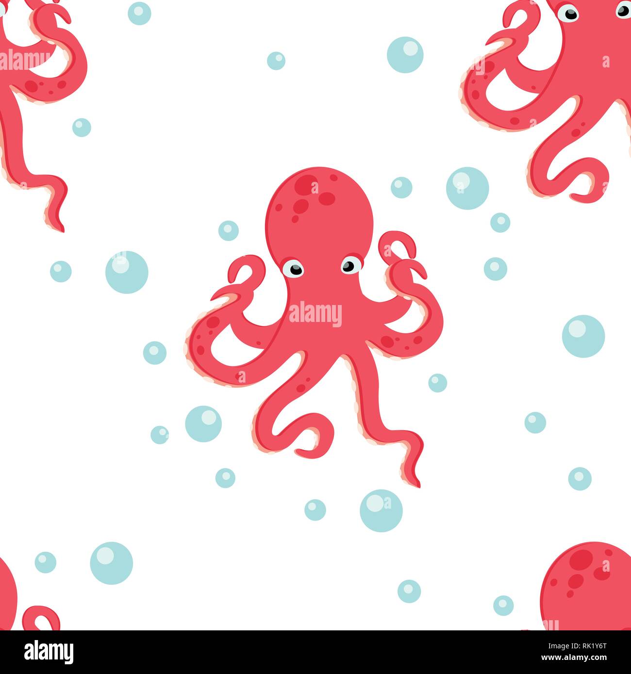 Vector seamless pattern, background with cute octopus Stock Vector ...