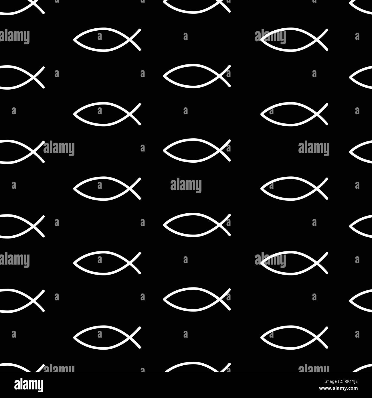 Seamless vector pattern, background design with fish simple silhouette ...