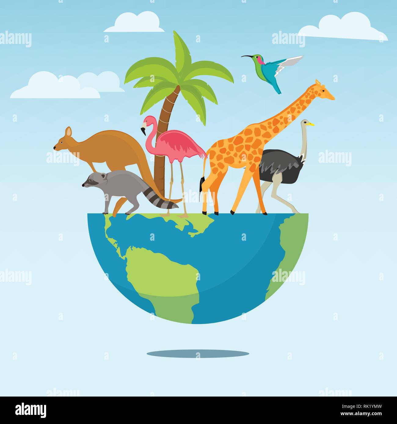Vector illustration World Animal day banner. World Wildlife Day with
