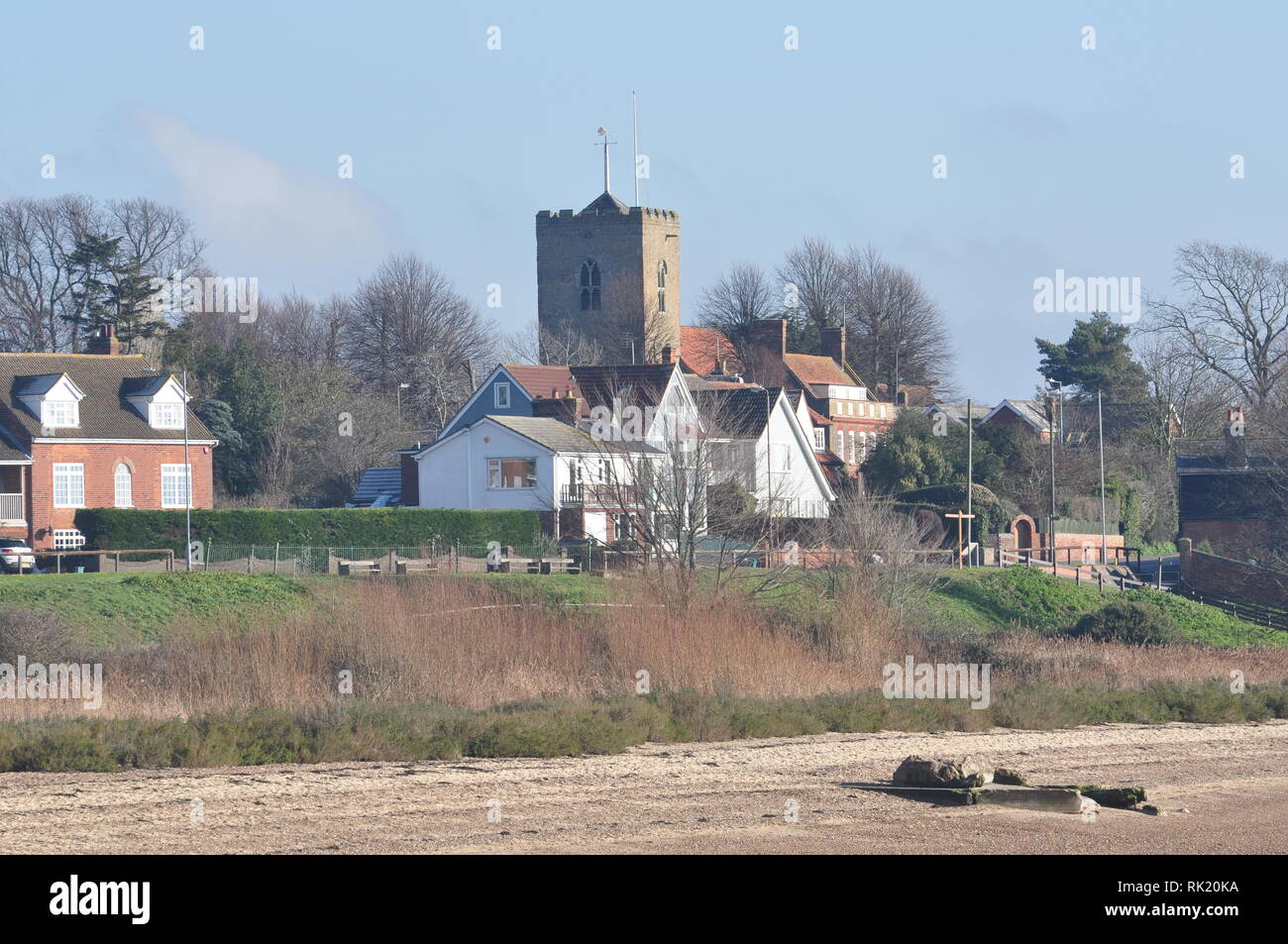 West Mersea village on Mersea Island, Blackwater Estuary, Essex