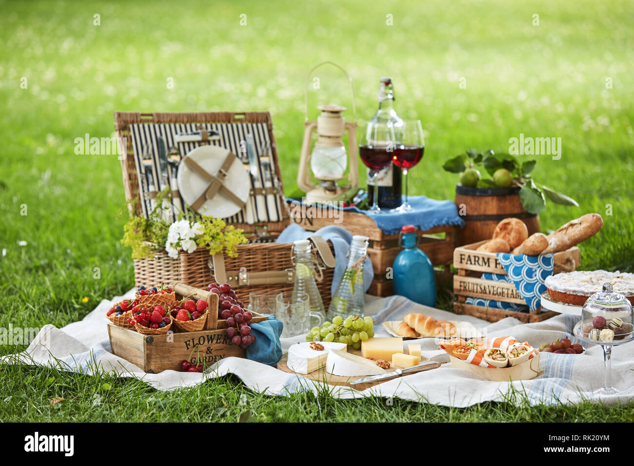 Complete picnic spread ready to enjoy