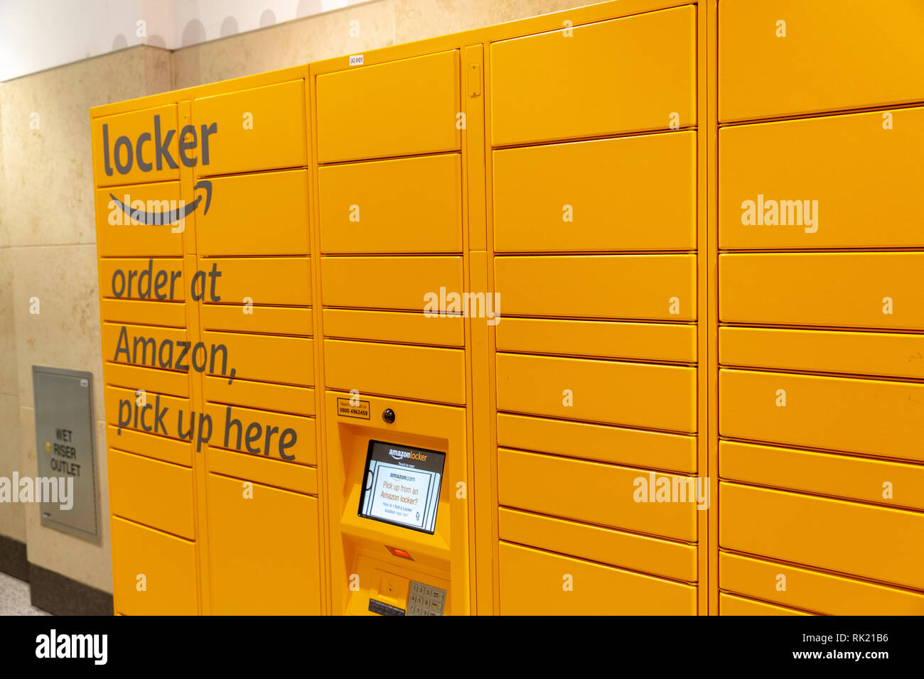 Amazon lockers for parcel collection in Manchester arndale centre,Manchester,England Stock Photo