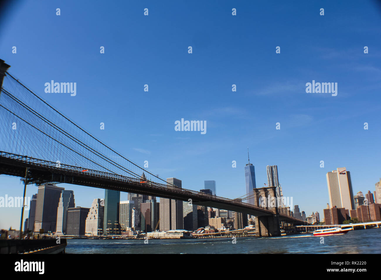 New York, USA - August 12, 2016: Brooklyn Bridge in New York. Sights, buildings and streets of New York. Stock Photo