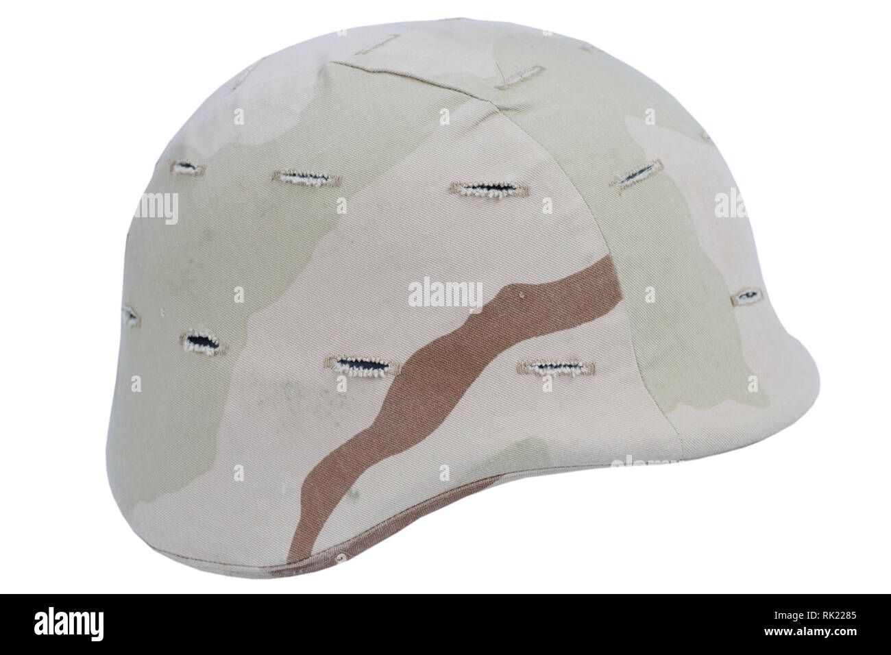 US army kevlar helmet with camouflage cover isolated on white background Stock Photo