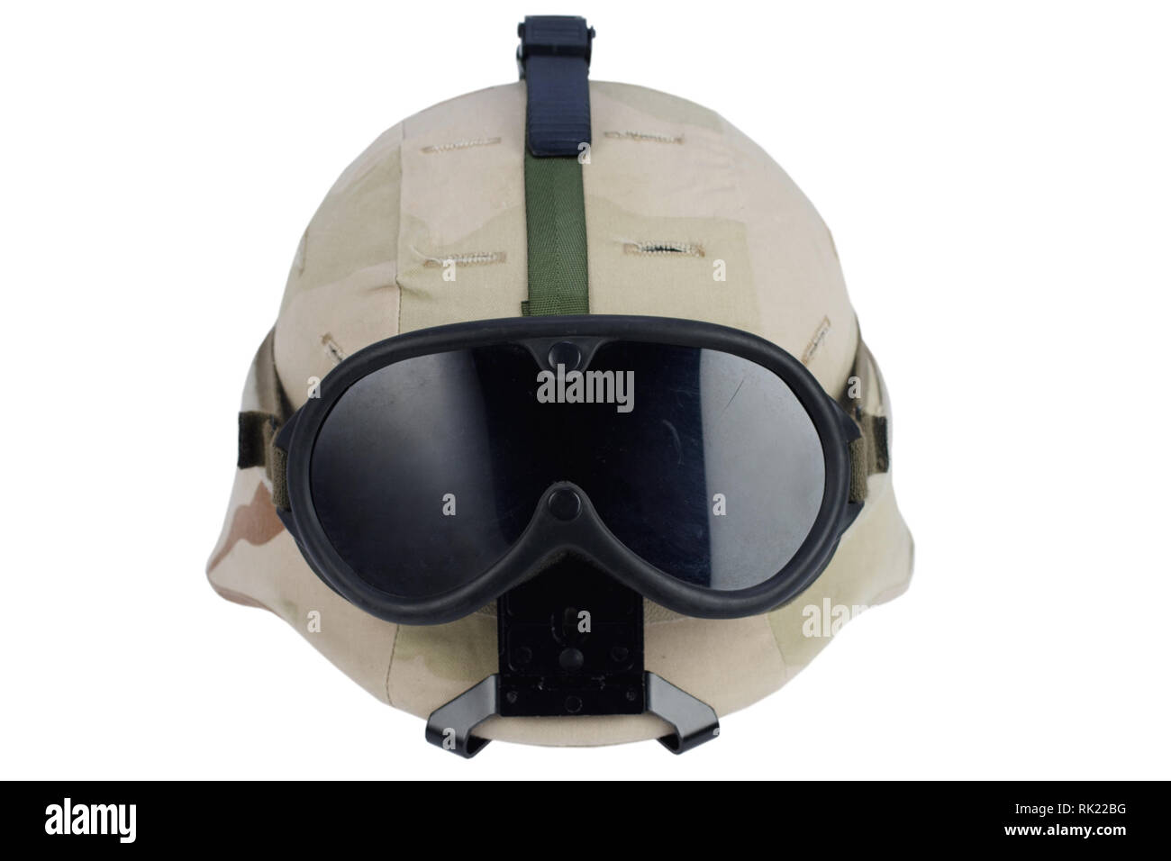 US army kevlar helmet with goggles, NVG mount and camouflage cover