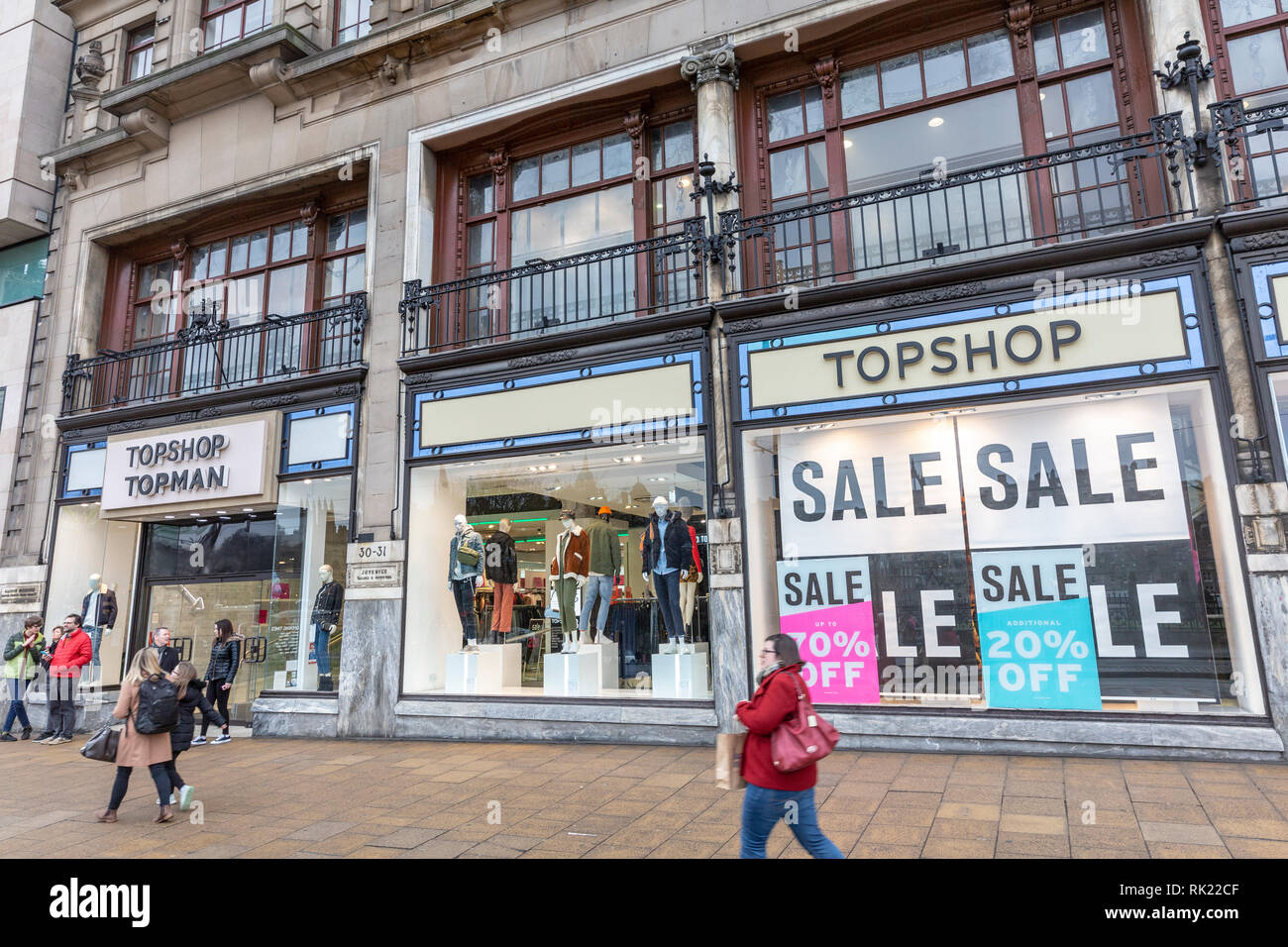 Topshop Topman retail clothing store in Princes street Edinburgh with the  january sales, Scotland, UK Stock Photo - Alamy